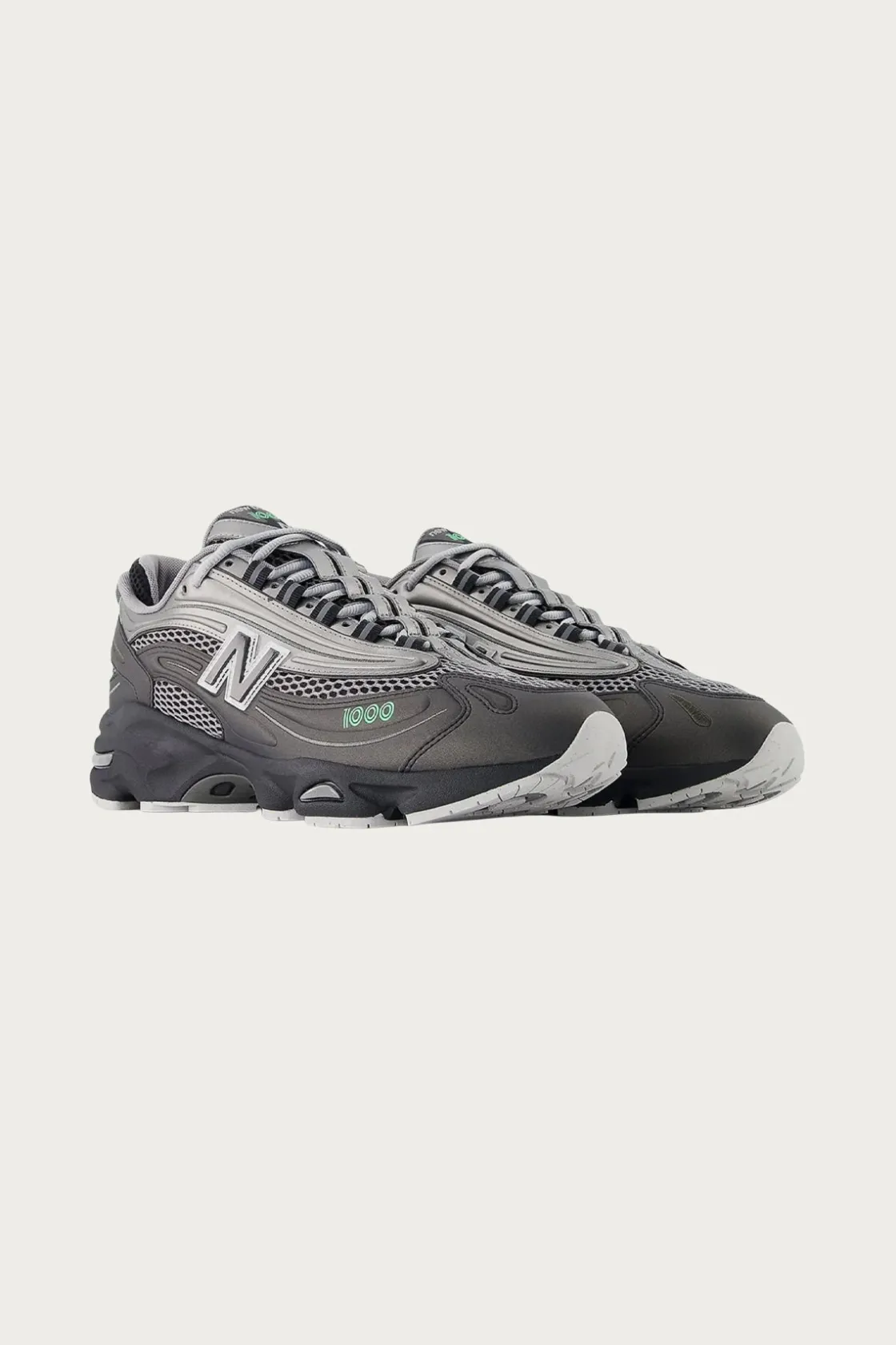 Footwear<New Balance 1000 - Black/Dark Silver Metallic/Lime Leaf