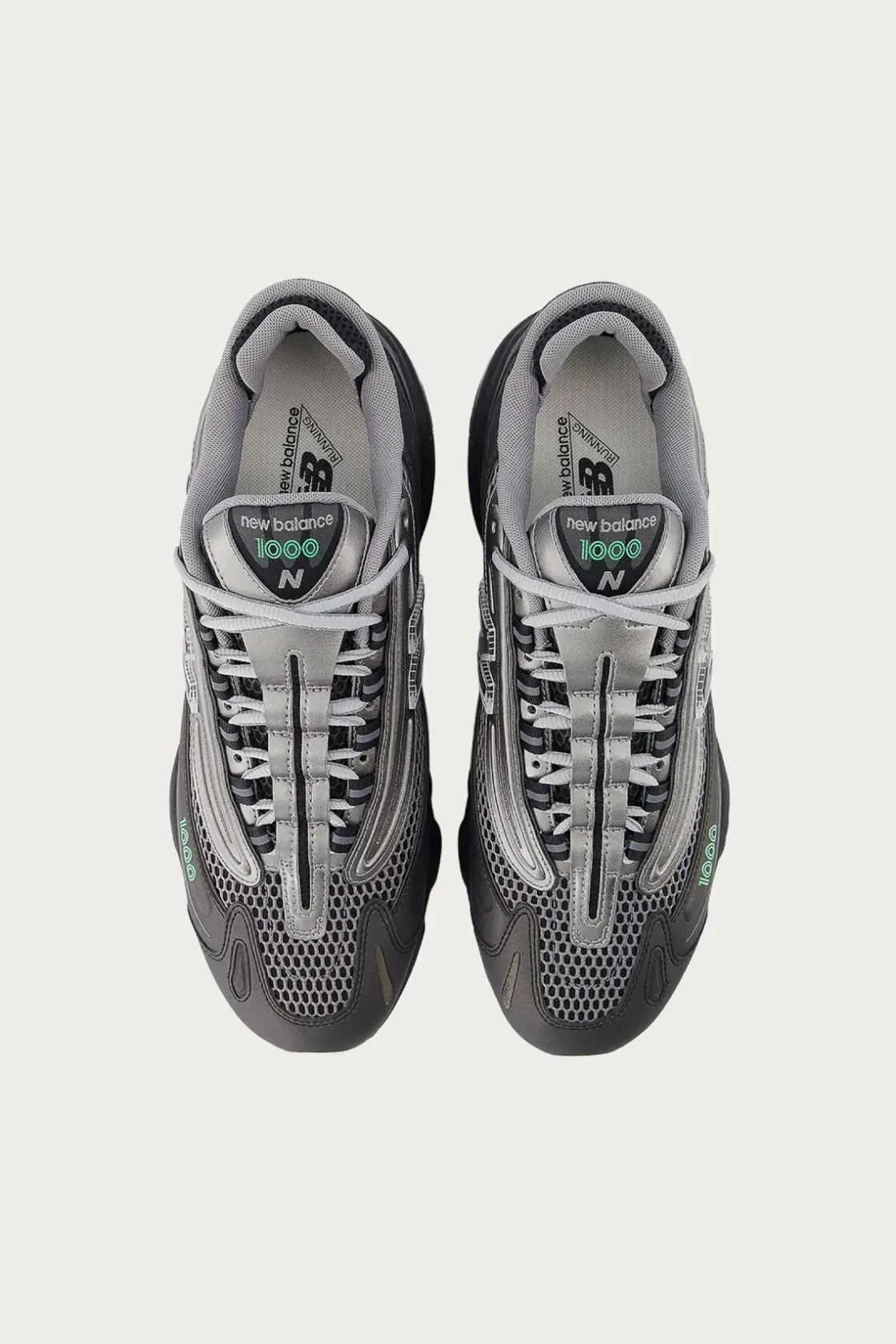 Footwear<New Balance 1000 - Black/Dark Silver Metallic/Lime Leaf