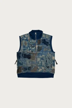 Coats, Jackets, And Vests<Kapital BOROxIDG SWT Half ZIP Vest - Indigo