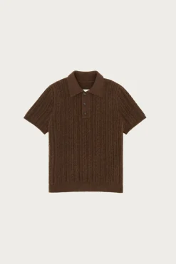 Shirts<MM6 Maison Margiela Cable Knit Polo - Deep Brown