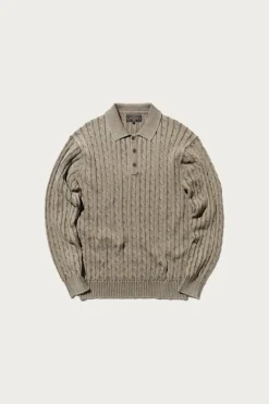 Shirts<Beams Plus Cable Polo Pigment Dyed Yarn - Beige