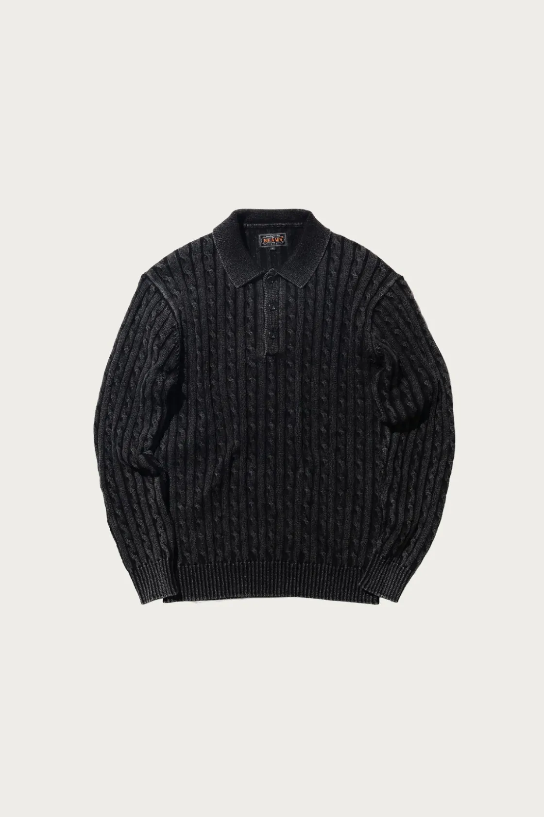 Shirts<Beams Plus Cable Polo Pigment Dyed Yarn - Black