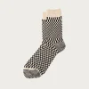 Accessories<Rototo Checkerboard Pattern Socks - Black