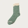 Accessories<Rototo Checkerboard Pattern Socks - Green
