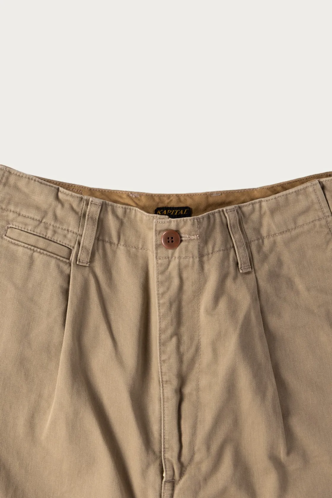 Pants<Kapital Chino High Waisted NIME Pants (CACTUS Embroidery) - Beige