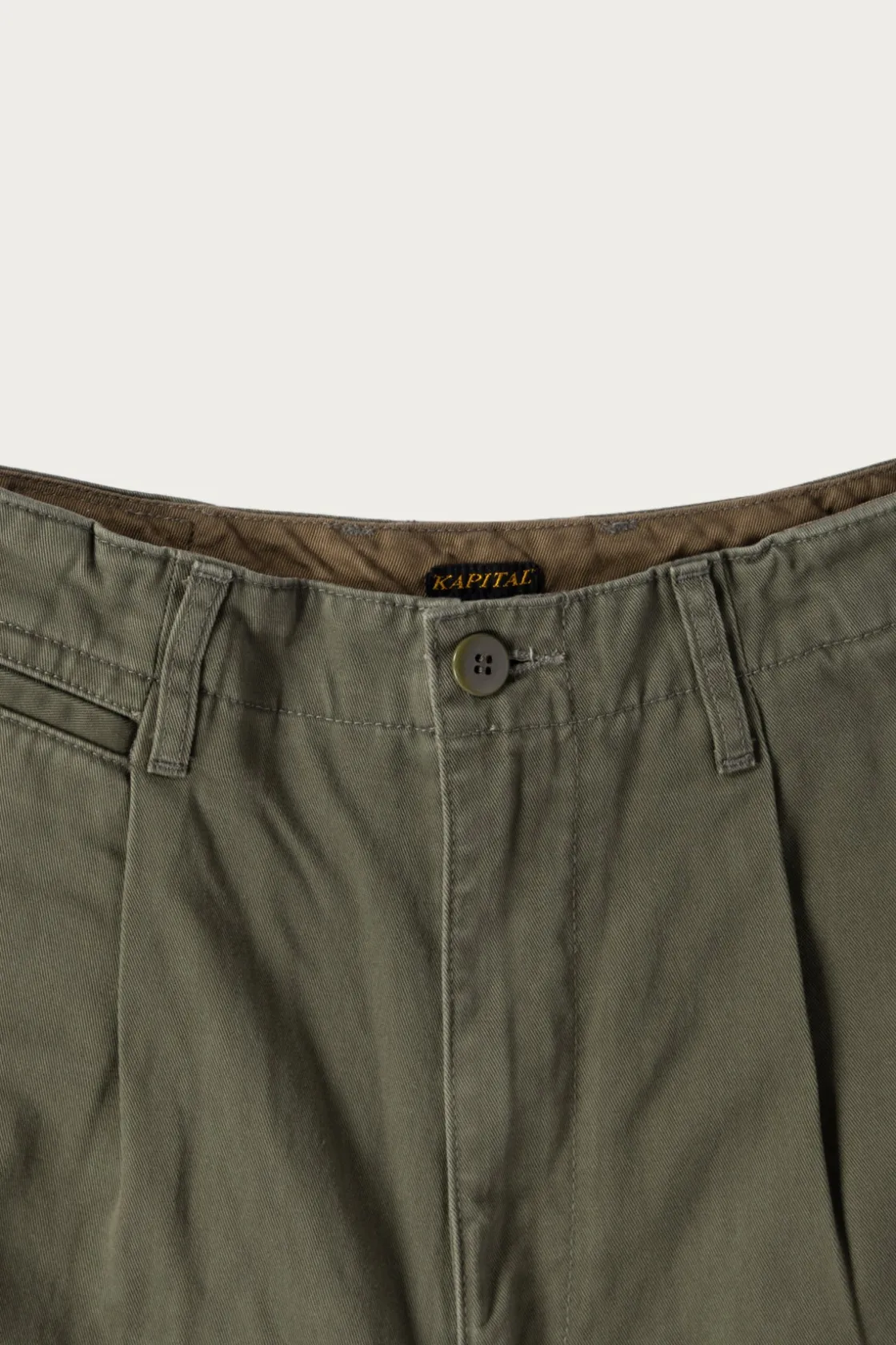 Pants<Kapital Chino High Waisted NIME Pants (CACTUS Embroidery) - Khaki