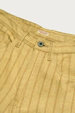 Pants<Kapital Cotton Linen GIBSON Stripe 5P FRISKO - Gold