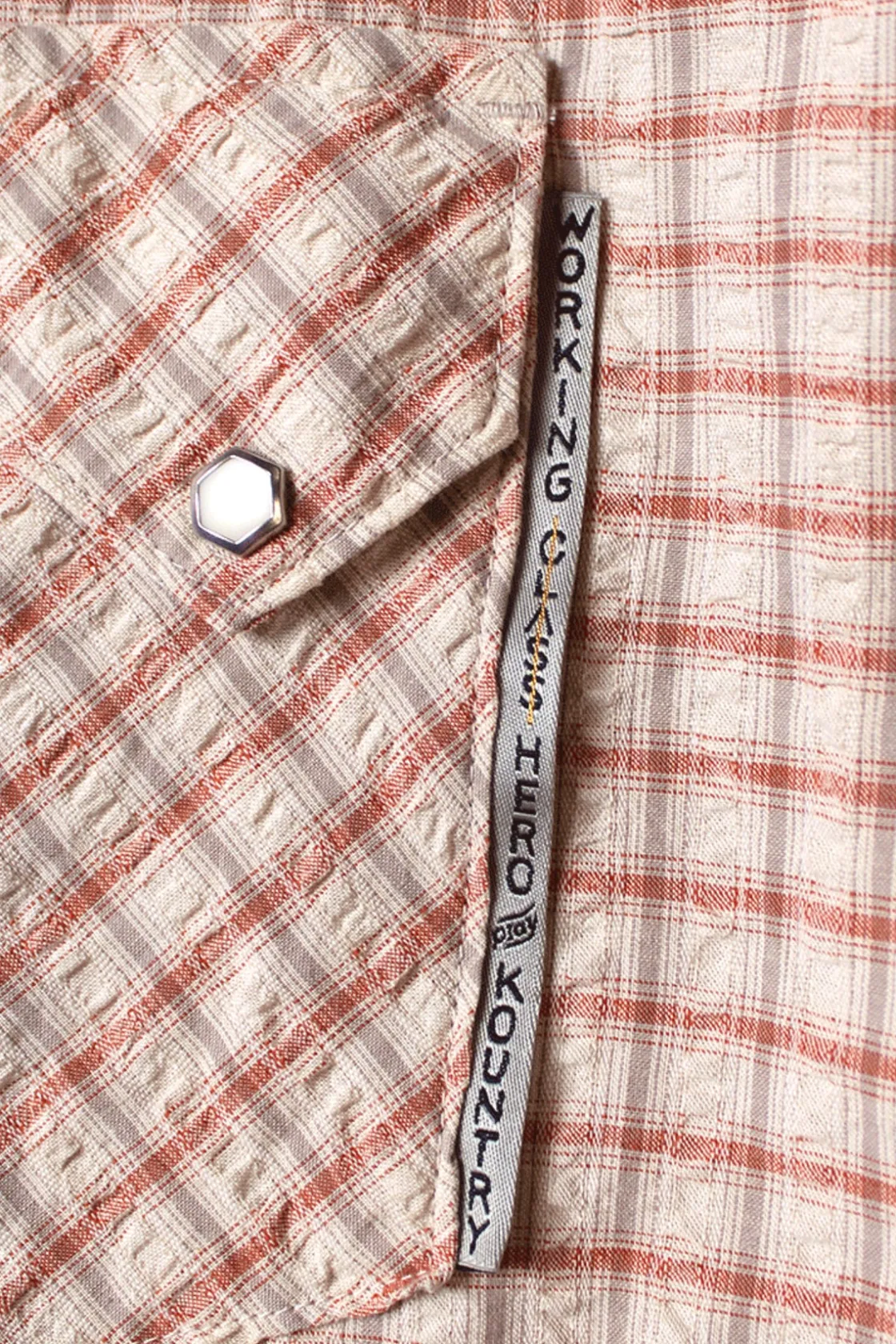 Shirts<Kapital Cotton Linen Seersucker Check Open-Collar Western BIG Shirt - Red