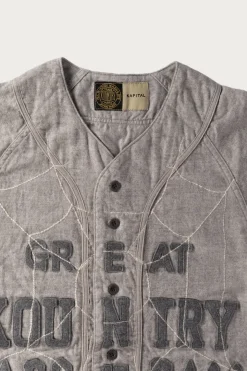 Shirts<Kapital Cotton Wool GREAT KOUNTRY Baseball Shirt (KOUNTRY DREAM CATCH Remake) - Light Grey