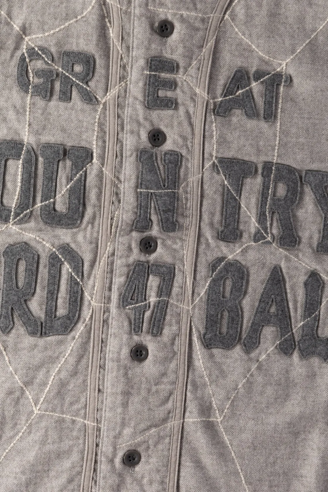 Shirts<Kapital Cotton Wool GREAT KOUNTRY Baseball Shirt (KOUNTRY DREAM CATCH Remake) - Light Grey