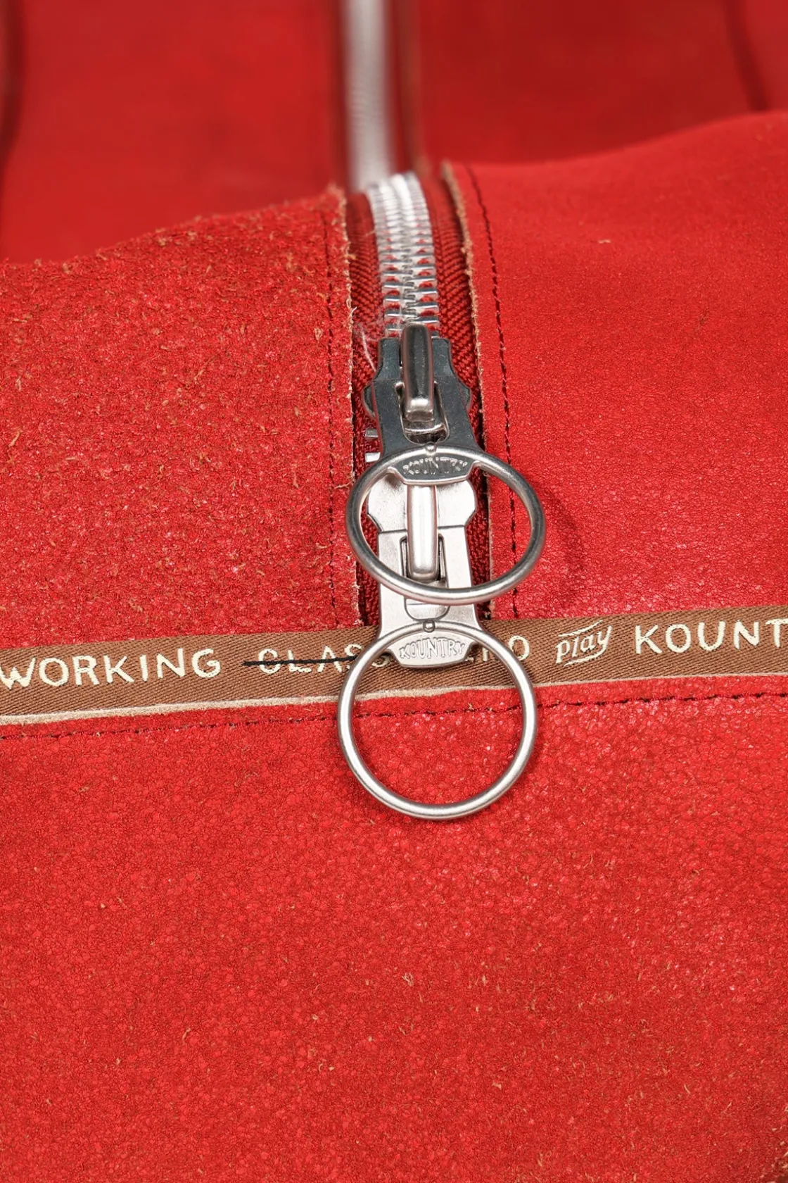 Accessories<Kapital Crack Leather FARGO Bag (BONE PALM) - Red