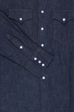 Shirts<Wythe Denim Pearlsnap Shirt - Rinsed Indigo