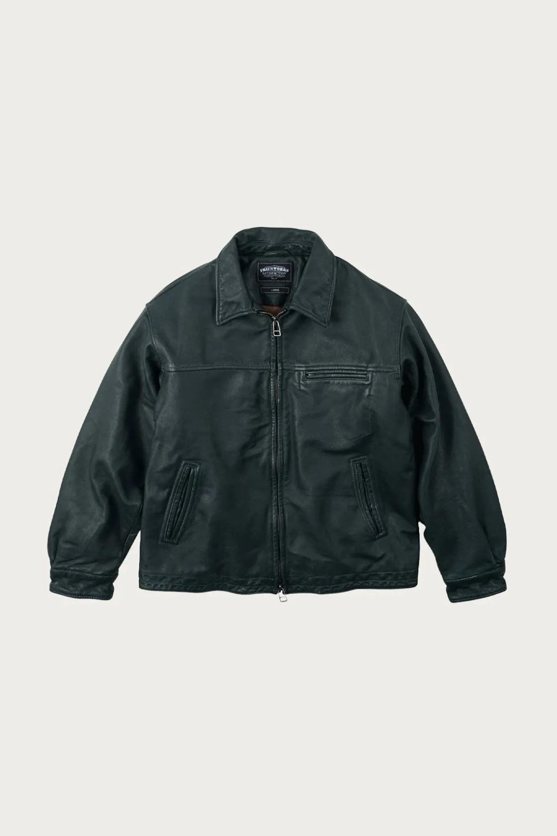 Coats, Jackets, And Vests<FrizmWORKS Destroyed Cowhide Leather Jacket - Washed Olive