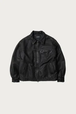 Coats, Jackets, And Vests<FrizmWORKS Destroyed Cowhide Leather Jacket - Washed Black