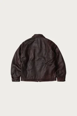 Coats, Jackets, And Vests<FrizmWORKS Destroyed Cowhide Leather Jacket - Washed Brown