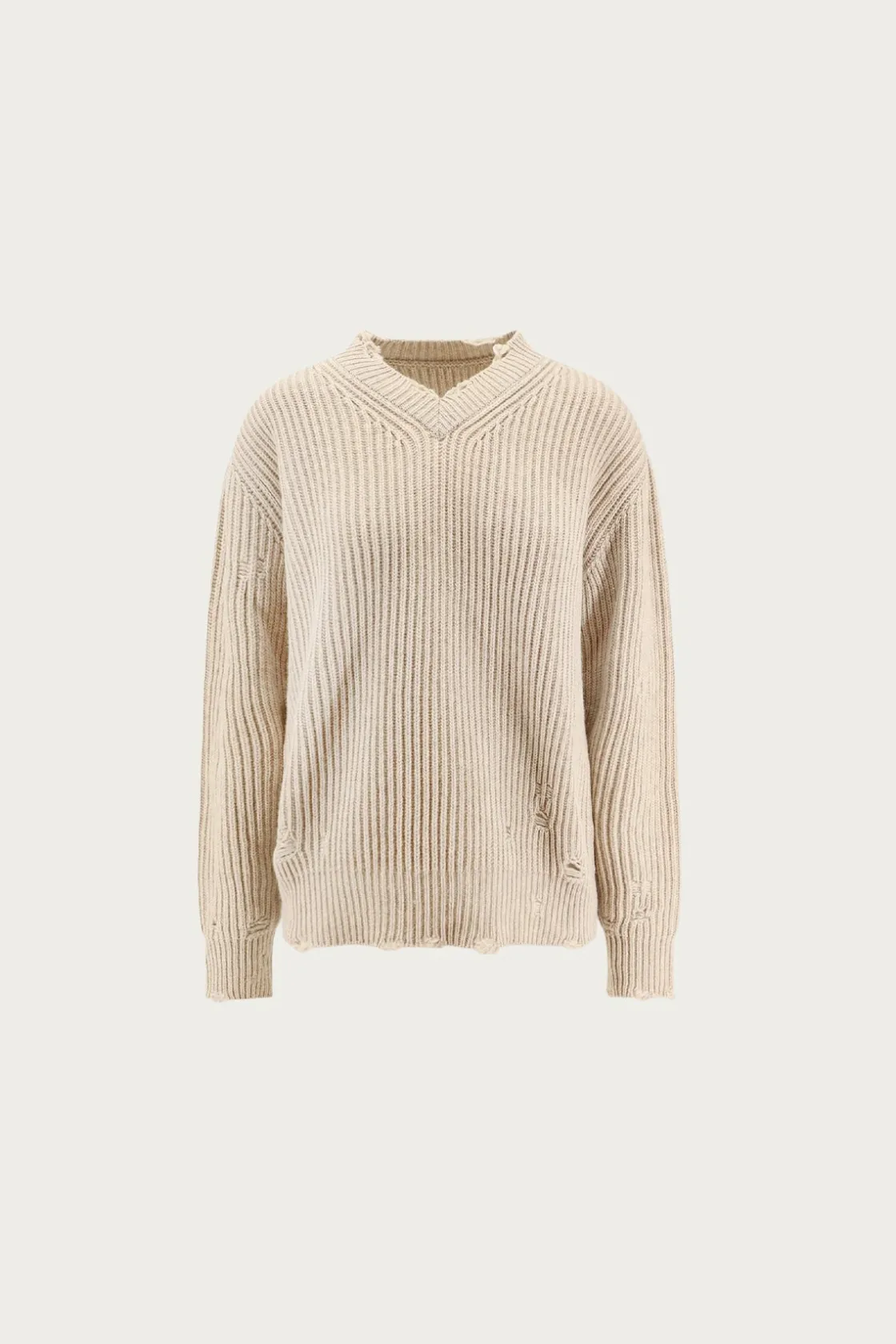 Sweaters<MM6 Maison Margiela Distressed V-Neck Sweater