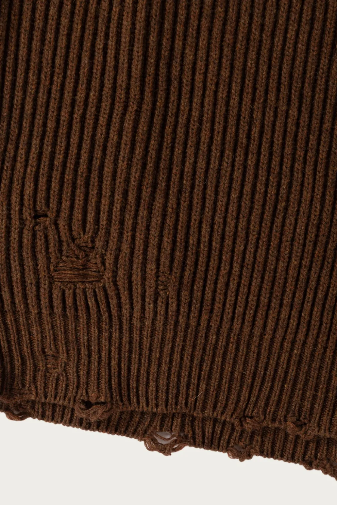 Sweaters<MM6 Maison Margiela Distressed V-Neck Sweater - Brown
