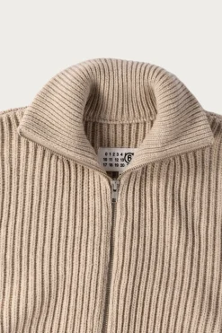 Sweaters<MM6 Maison Margiela Distressed Zip Sweater - Grey