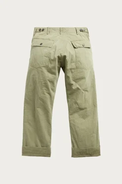 Pants<RRL Flat Front Cotton Herringbone Army Utility Pant - Brewster Green