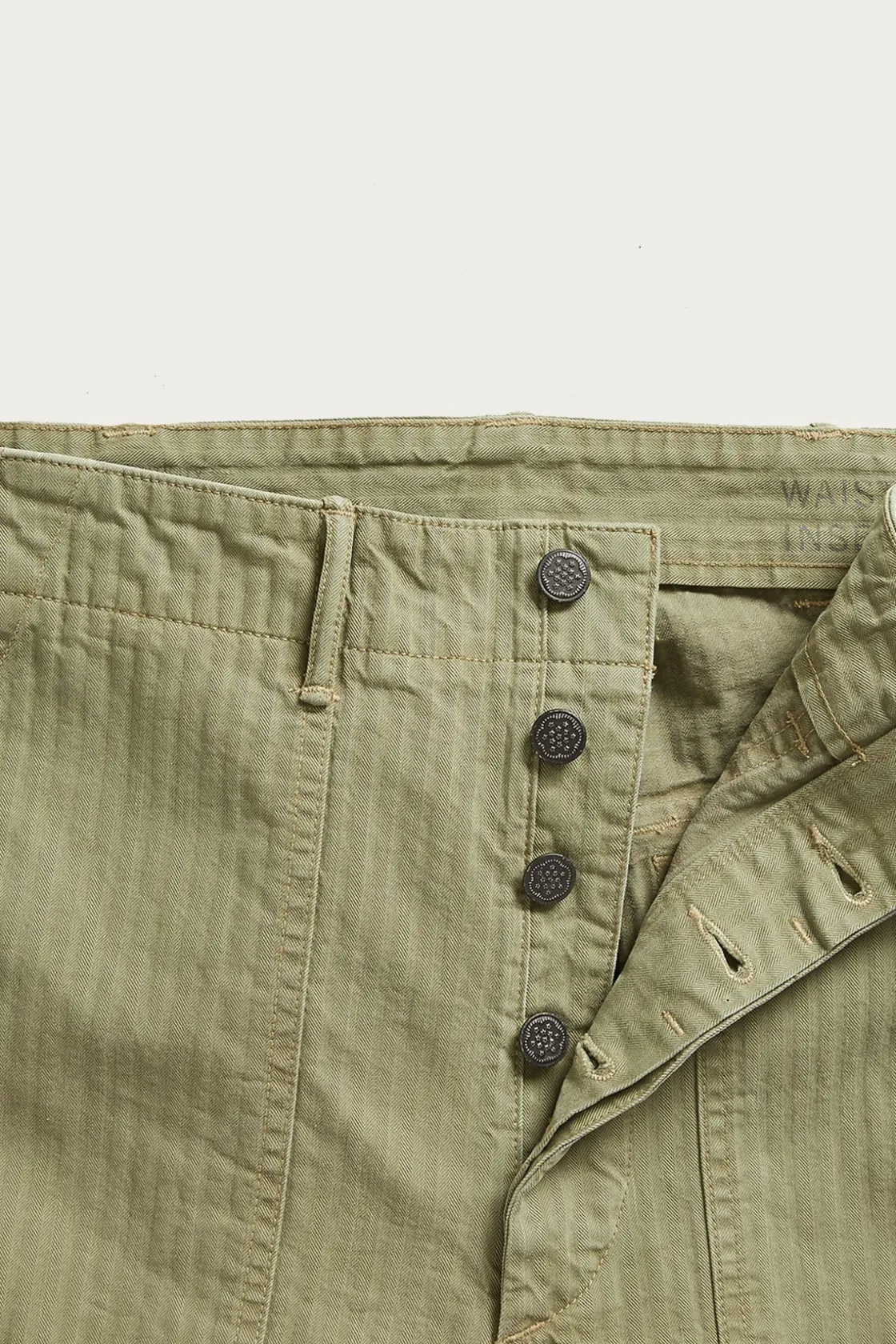 Pants<RRL Flat Front Cotton Herringbone Army Utility Pant - Brewster Green