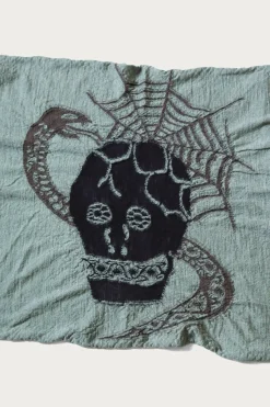 Accessories<Kapital Fulling Wool Scarf COPTIC SKULL - Green