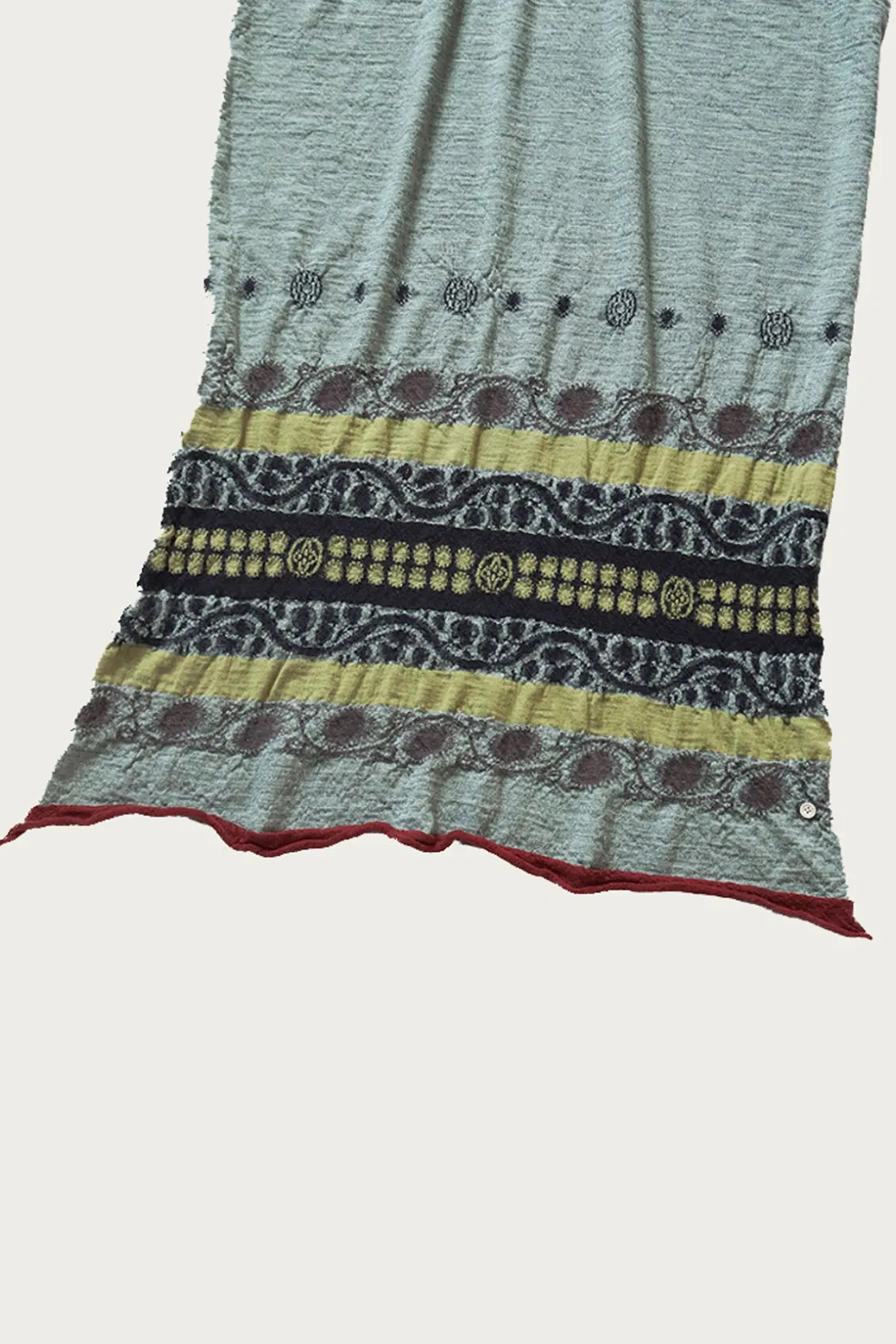 Accessories<Kapital Fulling Wool Scarf COPTIC SKULL - Green