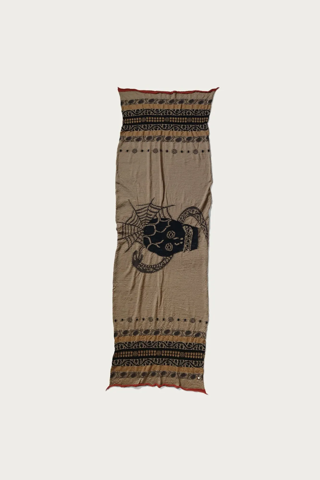 Accessories<Kapital Fulling Wool Scarf COPTIC SKULL - Beige