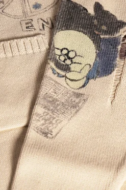 Sweaters<Kapital 5G Cotton Knit Crew Sweater (Memorial Paint Model) - Natural