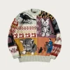 Sweaters<Kapital 5G Cotton Knit Patchwork BIG Crew Sweater(Cat&Raven) - Mint