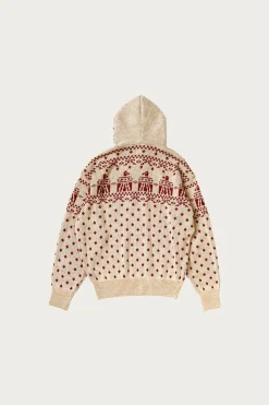 Sweaters<Kapital 5G Jacquard Knit Hood Sweater - Red