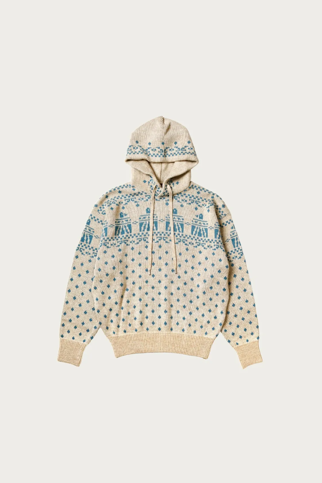 Sweaters<Kapital 5G Jacquard Knit Hood Sweater - Sax