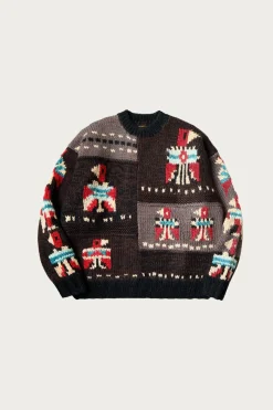 Sweaters<Kapital Hand Knit STD Cowichan Crew Sweater - Charcoal