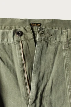 Pants<Kapital Herringbone FATIGUE Baggy Pants - Khaki