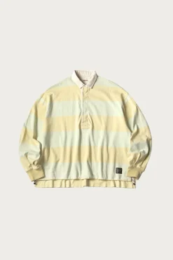 Shirts<Kapital JAIL Stripe Jersey BIG Rugger Shirt - Yellow/Green