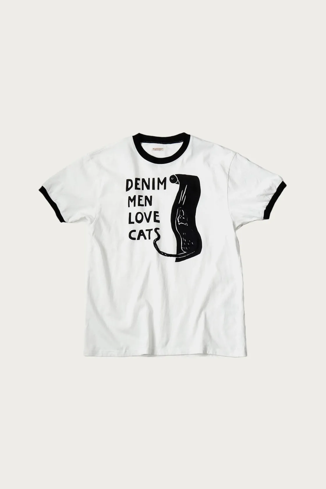 Shirts<Kapital 20/-Jersey Ringer T (DENIM MEN LOVE CATS SCRATCH) - White
