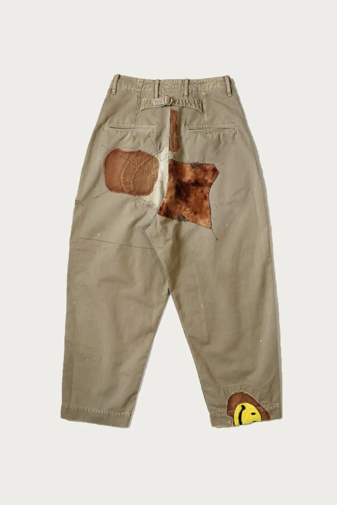 Pants<Kapital Katsuragi Cotton High Waist NIME Pants (Gypsy Patch Remake) - Beige
