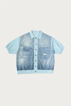 Shirts<Kapital Knit x 8oz Denim Coverall Polo Shirt - Sax