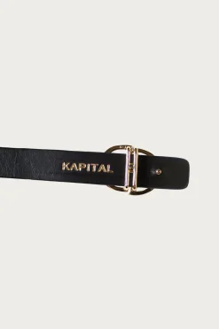 Accessories<Kapital Leather DD Buckle Belt - Black