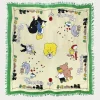 Accessories<Kapital Linen Rayon Fringed Stole (PECKISH RAINBOWY PARK) - Green