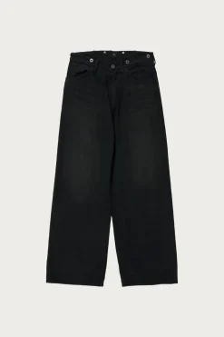 Pants<Taiga Takahashi Lot. 209 Buckle-Backed Trousers - Damaged Sumi Dyed Black