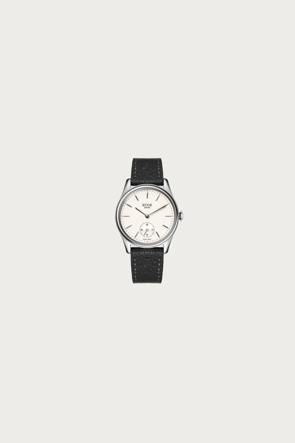 Accessories<Kuoe Watches Old Smith 90-0001 - White Dial/Silver Case/Black Pebbled Leather Strap