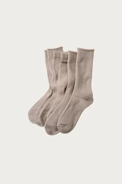 Accessories<Rototo Organic Daily 3 Pack Crew Socks - Grayge