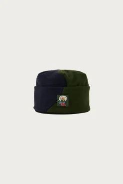 Accessories<Brain Dead Organic Panel Polar Fleece Beanie - Navy/Olive
