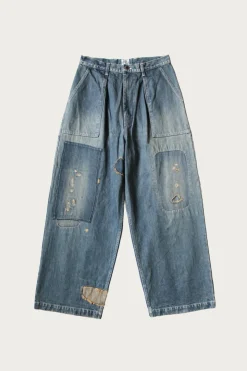 Pants<Kapital 14oz Denim FATIGUE Baggy Pants (RUSHFIELD Remake) - Indigo