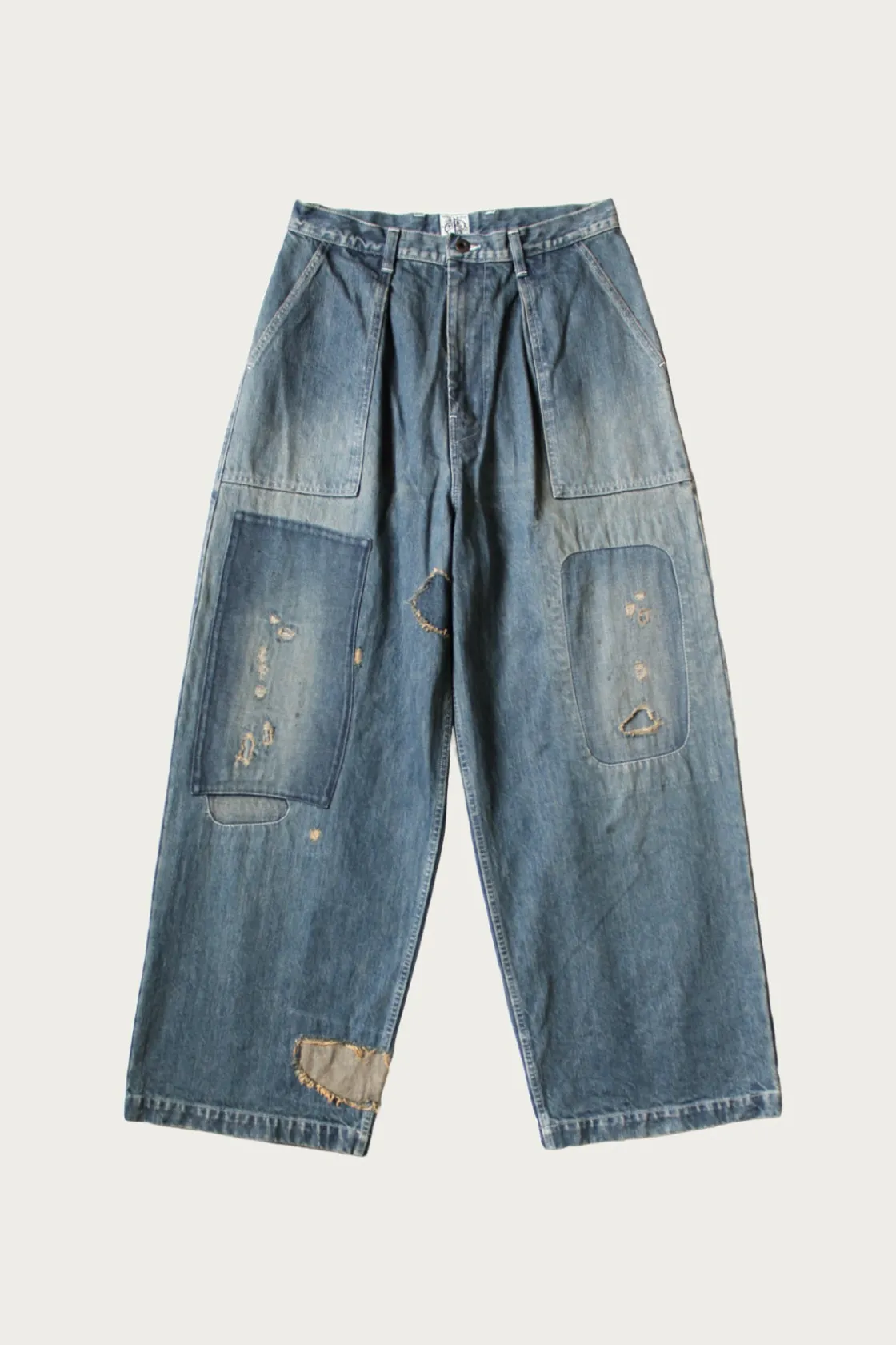 Pants<Kapital 14oz Denim FATIGUE Baggy Pants (RUSHFIELD Remake) - Indigo