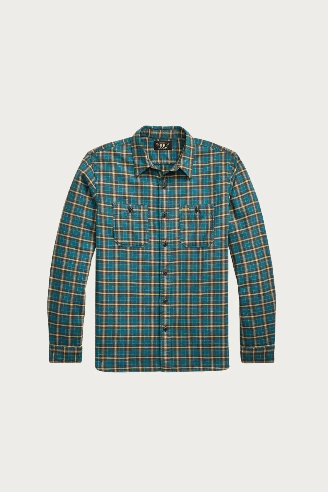 Shirts<RRL Plaid Twill Workshirt - Teal/Multi