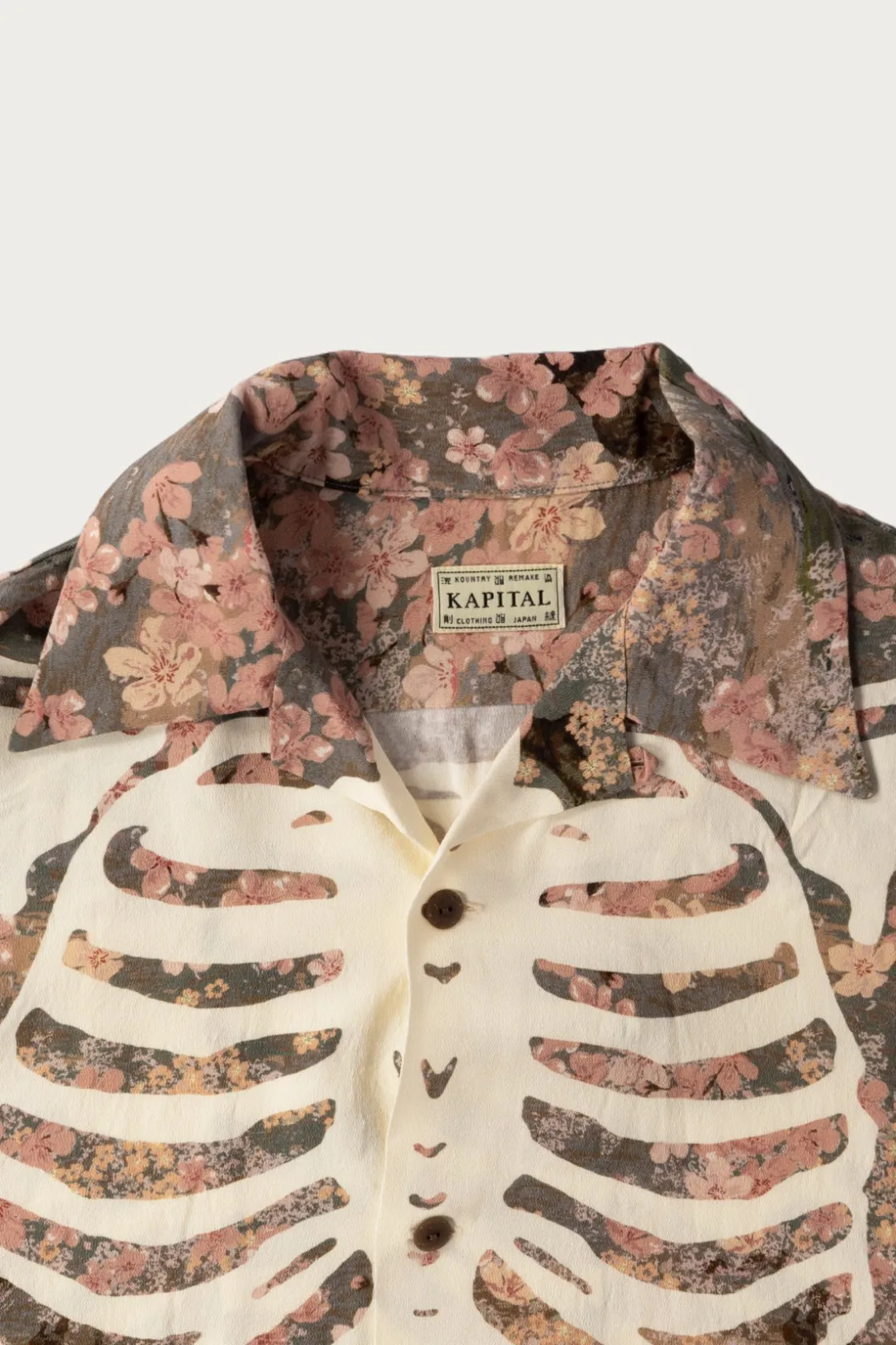 Shirts<Kapital Rayon SAKURA-BONE Aloha Shirt - Khaki