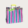 Accessories<Puebco Recycled Plastic Stripe Bag Square - Green/Pink
