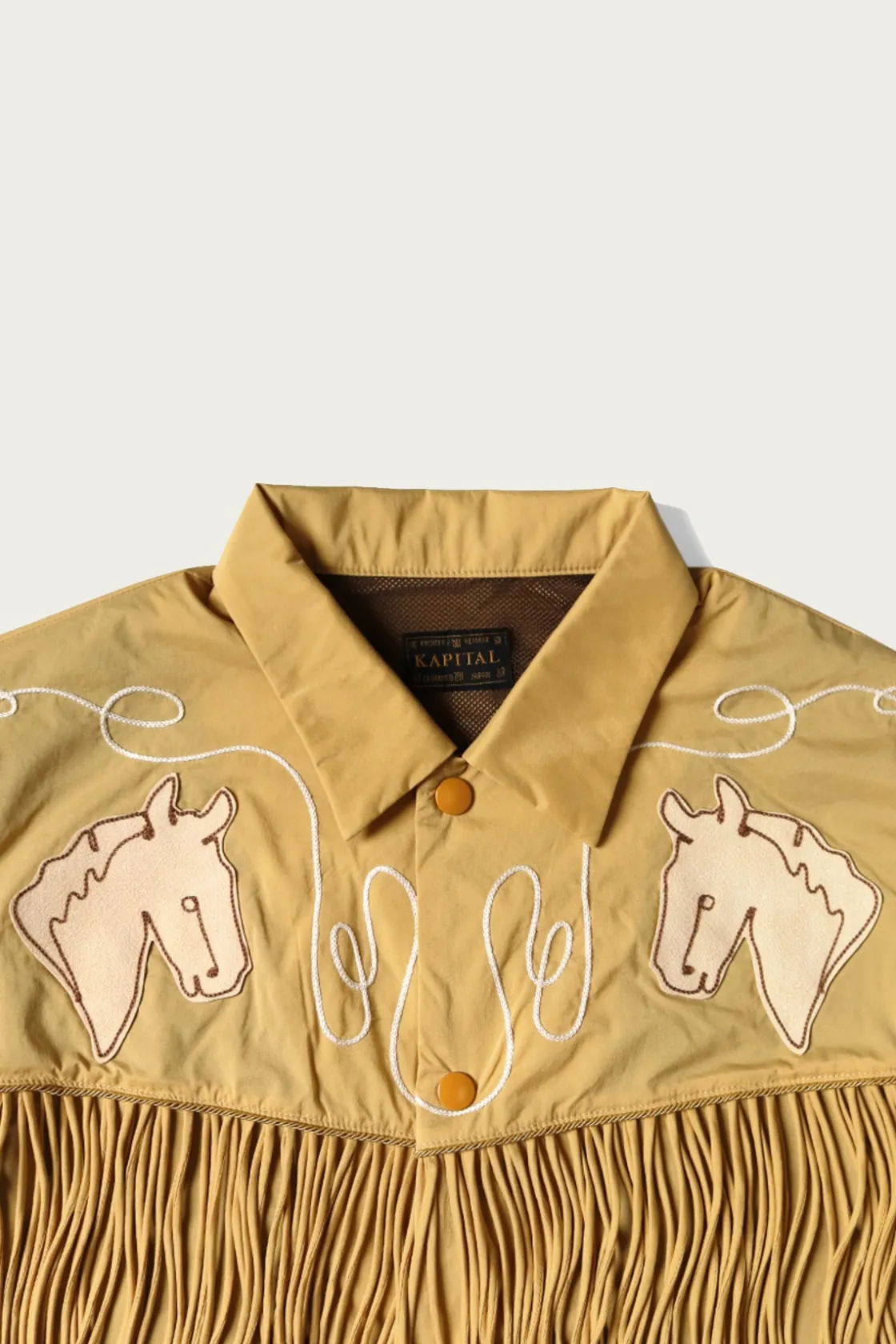 Coats, Jackets, And Vests<Kapital Stretch Nylon Fringed Coach JKT - Mustard