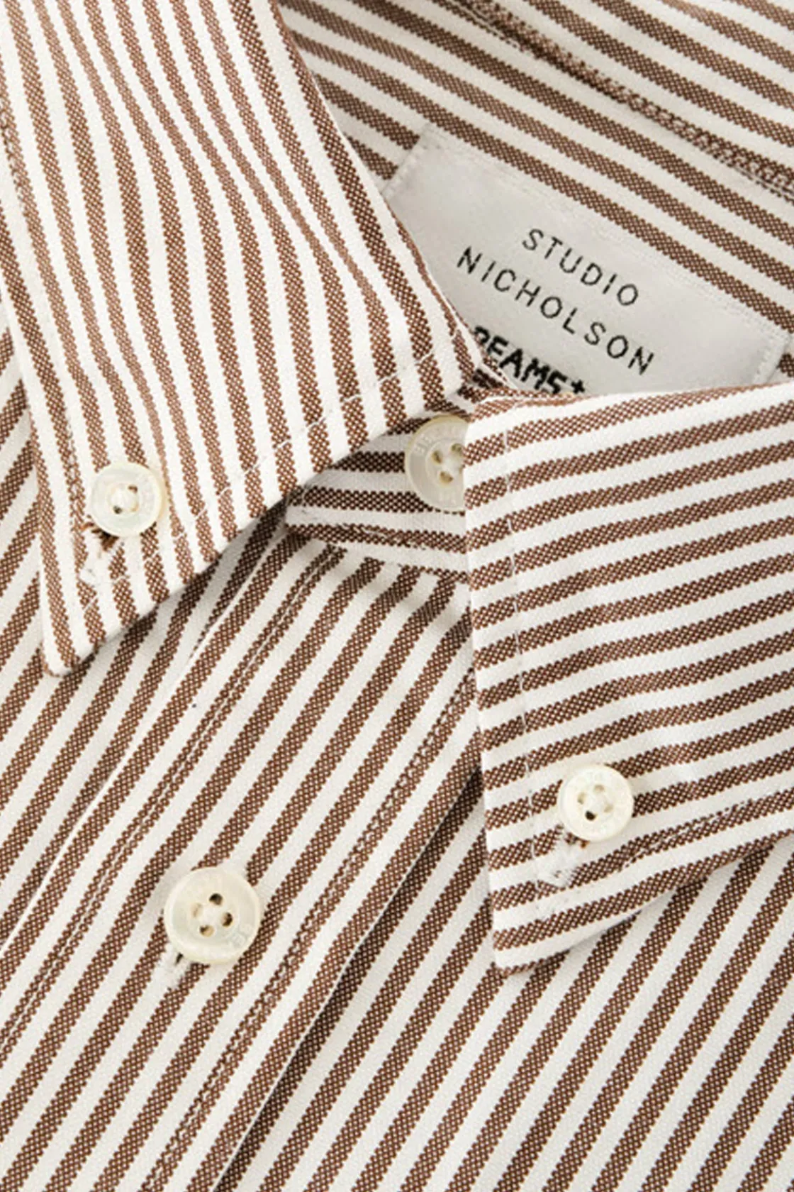 Shirts<Beams Plus Studio Nicholson x Beams+ Lisa Oxford Shirt - Brown/White Stripe
